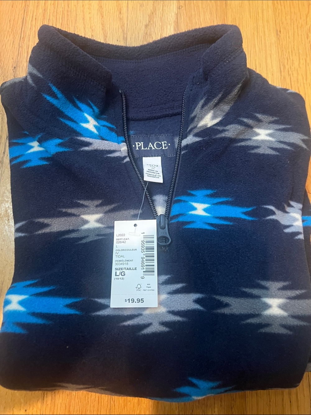The Children's Place Navy Blue Zip-Up Fleece Pullover - L/G